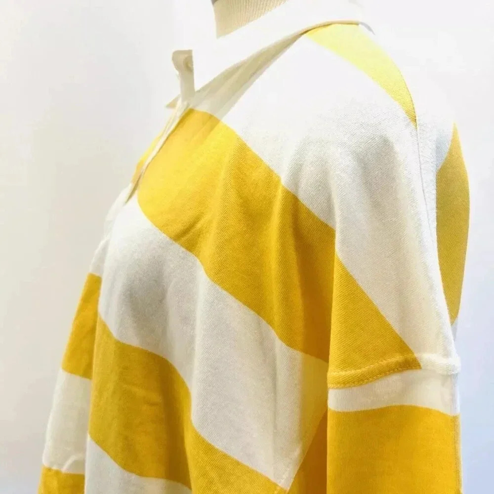 NWT SO Juniors Long Sleeve Pullover Collared Neck Striped Yellow Shirt Size XL - Picture 4 of 12